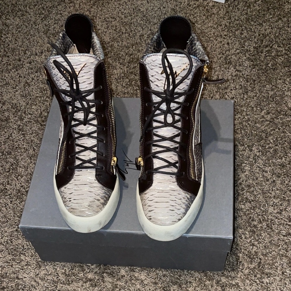 Giuseppe Zanotti Brown and Cream High-Top Sneakers
